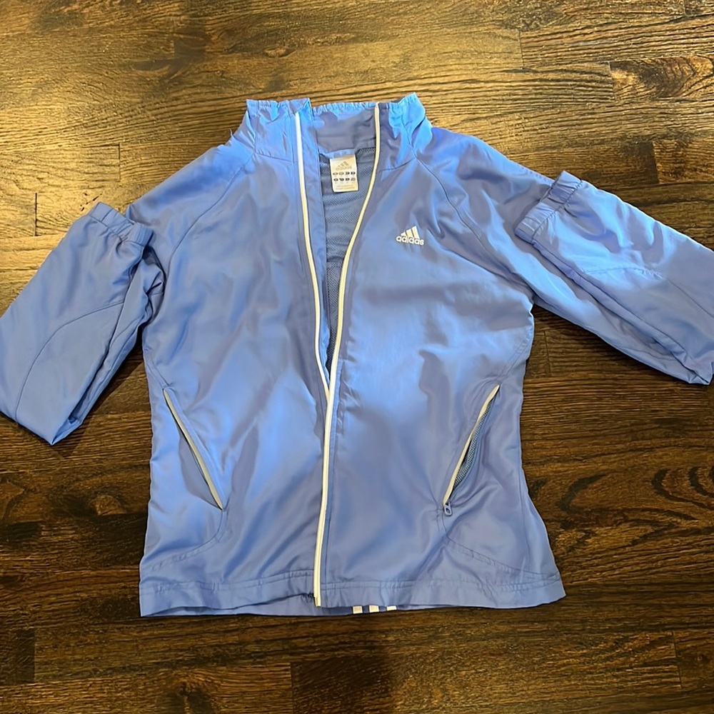 Adidas Womens baby blue windbreaker full zip size small